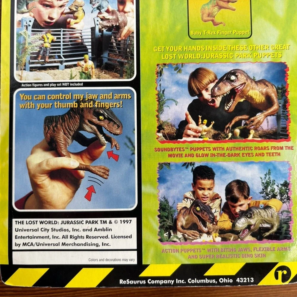The Lost World Jurassic Park Finger Puppets Action Fingers Sealed‎ 1997